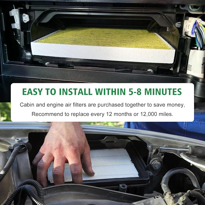 2PCS Cabin Engine Air Filter Kits Fits