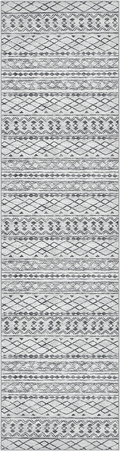 KUTA Hallway Runner Rug 2.6x12 Non-Slip Washable, Moroccan Vintage Beige Boho