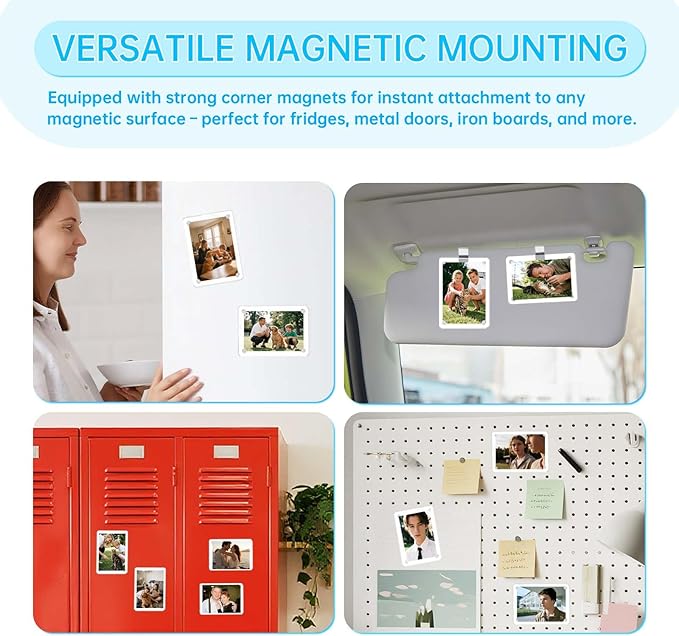 6 Pack Magnetic Car Visor Photo Holder – Personalized Acrylic Clip for Family, Pets, Travel Pictures – Easy Snap-On Car Accessory for Sun Visor (6 Pack, 2.4''x3.5'')