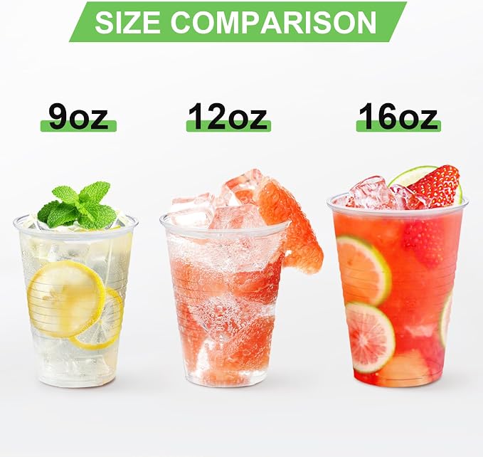 Lamosi 500 Count 9 oz Clear Plastic Cups, Disposable Cold Drinking Cups |