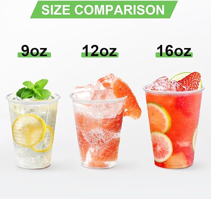 Lamosi 300 Pack 12 oz Clear Plastic Cups, Disposable Cold Drinking Cups |
