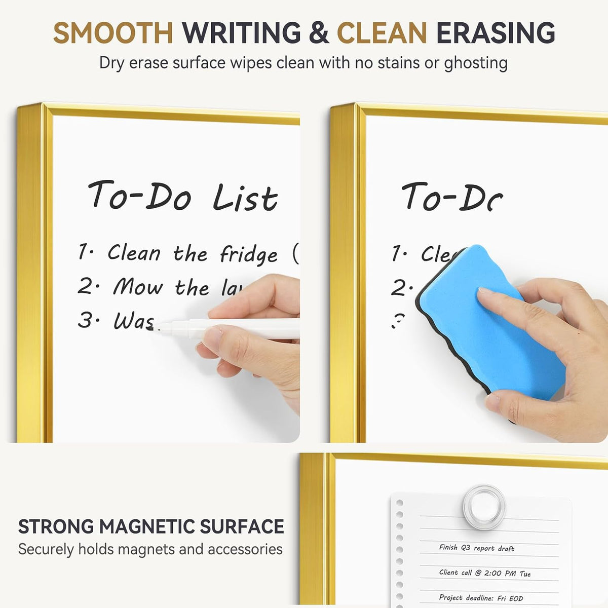 Whiteboard Bulletin Board Combo, 36"x24" Dry Erase Linen Cork Board