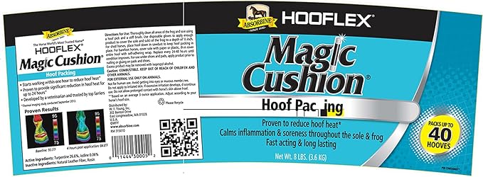 Absorbine Hooflex Magic Cushion, Veterinary Formulated Fast-Acting Relief, Reduce Hoof Heat for up to 24 Hours, 8 lb Tub