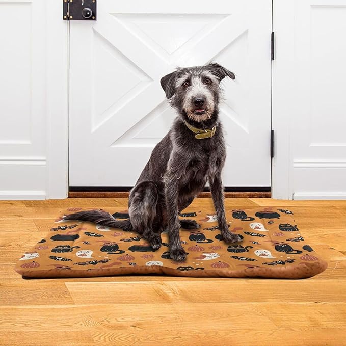 Halloween Cat Bat Witch Pet Bed Cute Dog Bed Mat Absorbing Non Slip Pad Pet Sleeping Mat for Small, Medium, and Large Dogs Puppy Cat 24 in x 18 in