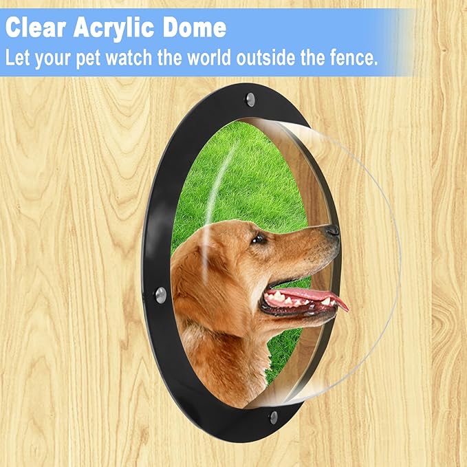 2 Pack Dog Fence Window,12.4 in Acrylic Clear Pet Dome View Playground Doggie Wood Fence Window Bubble Peek Window for Dog and Cats Deep 4.7 Inch(XL)