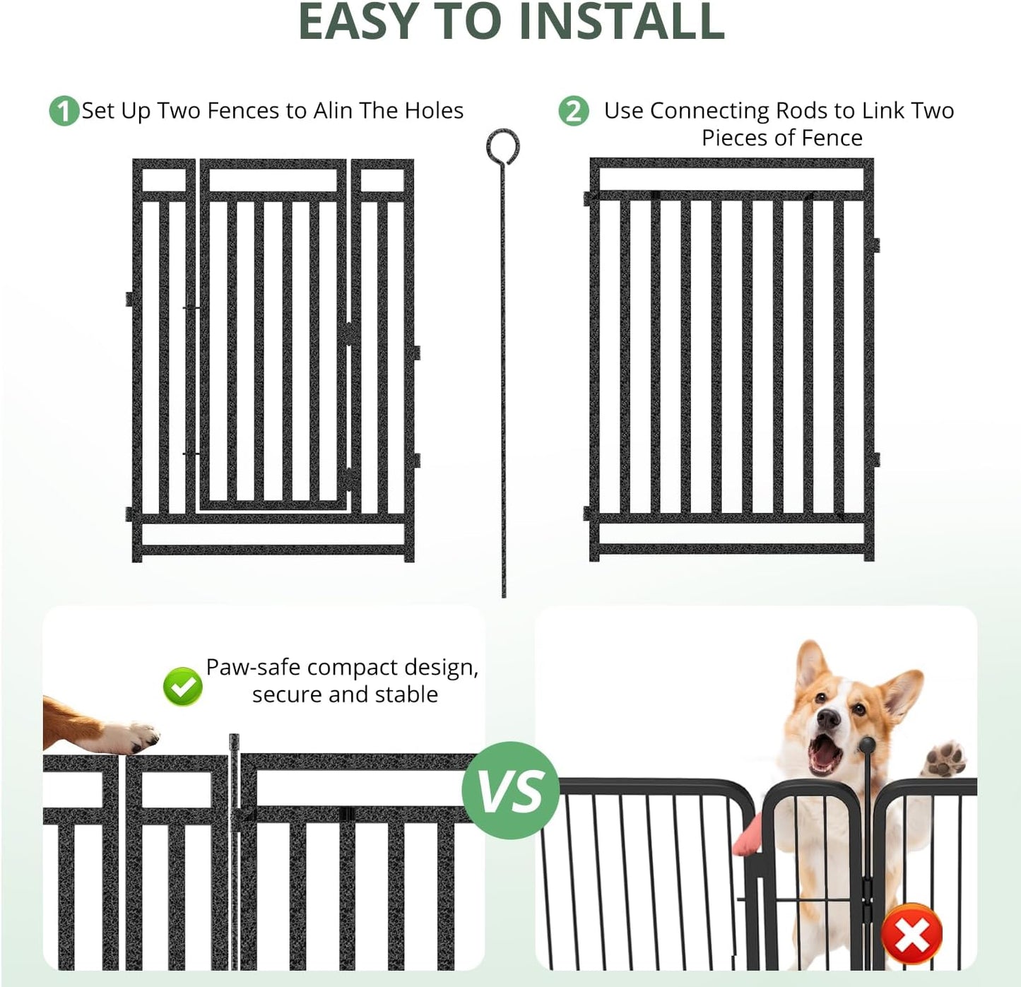 Dog Fence Outdoor Indoor, 32" Inch Height 24 Panels Dog Playpen for Large/Medium/Small Dogs Metal Dog Pen for Yard Camping and RV | Black-Silverv