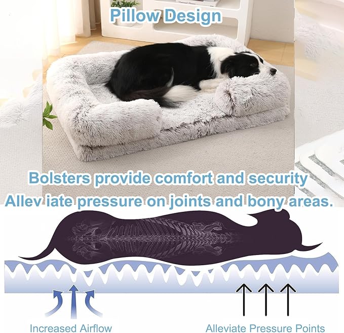 Dog Beds Large Sized dog Orthopedic, Sofa Dog Bed with Waterproof Lining and Nonskid Bottom, Rectangle Washable Dog Bed for Medium Small Dogs and Cats Comfortable ( Color : Brown , Size : 17 x 15" )