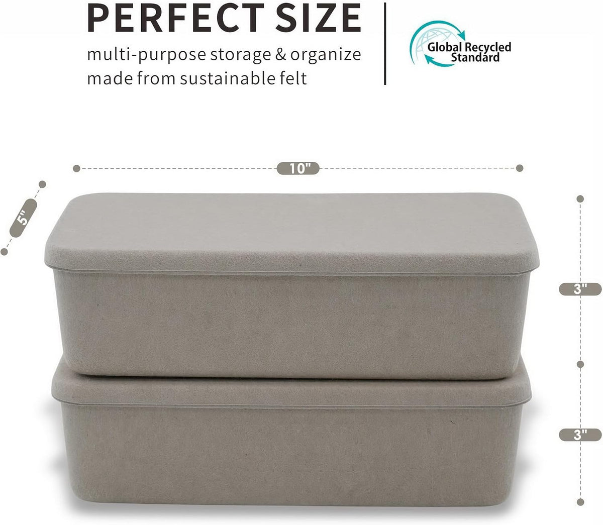 Welaxy Minimalist 2pc Lidded Desk Organizer Stone Long Stackable Trays