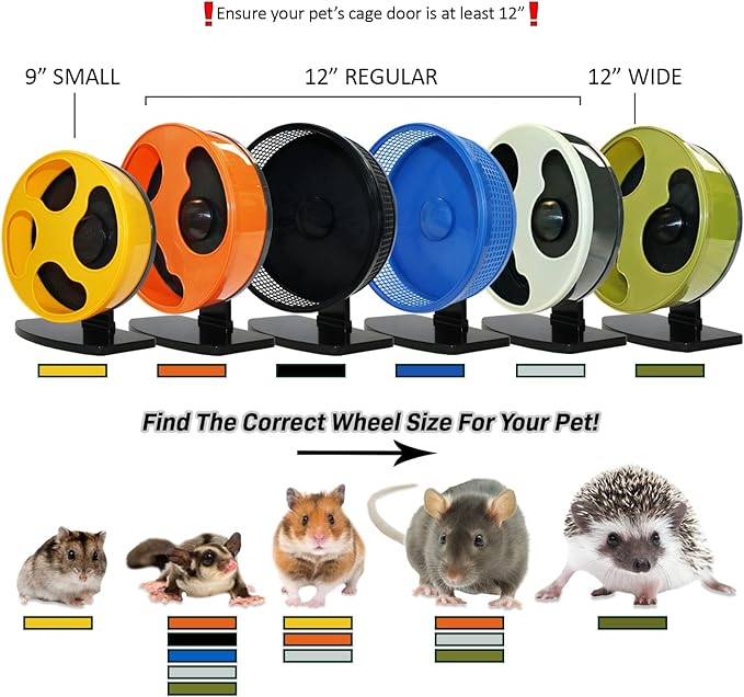 Silent Runner Pro | Sugar Glider Exercise Wheel (Black with Attachment)