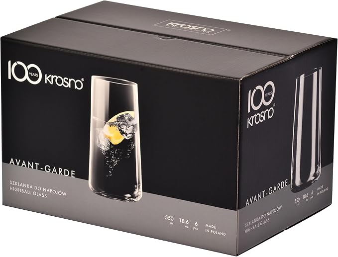 Krosno Water Glasses Set of 6, 18.3 oz, Avant-Garde Collection | Drinking
