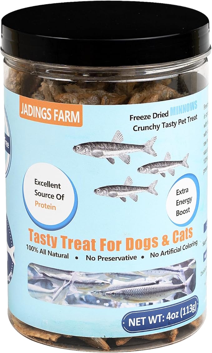 Minnows 4 oz Freeze Dried Minnows, 100% Natural Cat & Dog Treat
