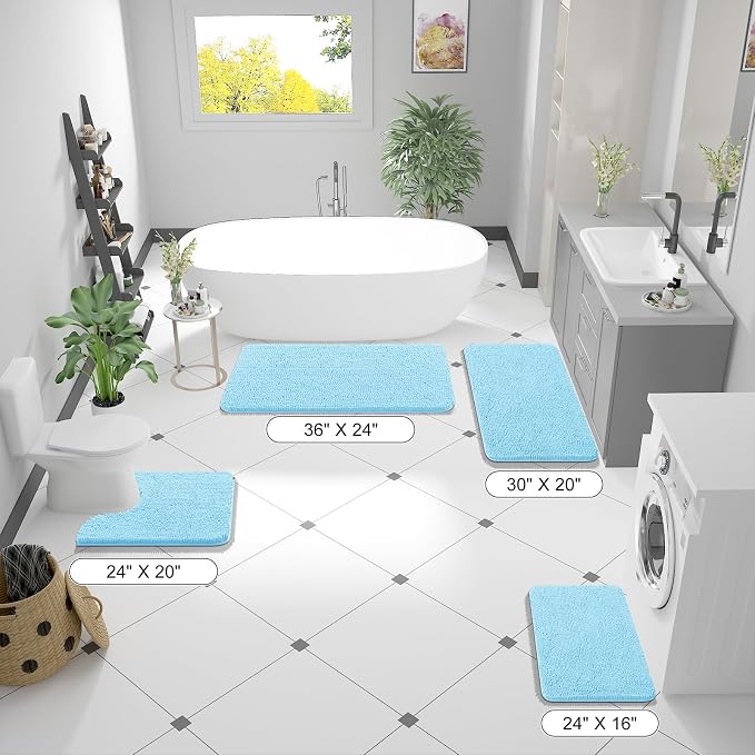 OLANLY Bathroom Runner Rugs 59x24, Soft Absorbent Chenille Bath Rugs, Rubber