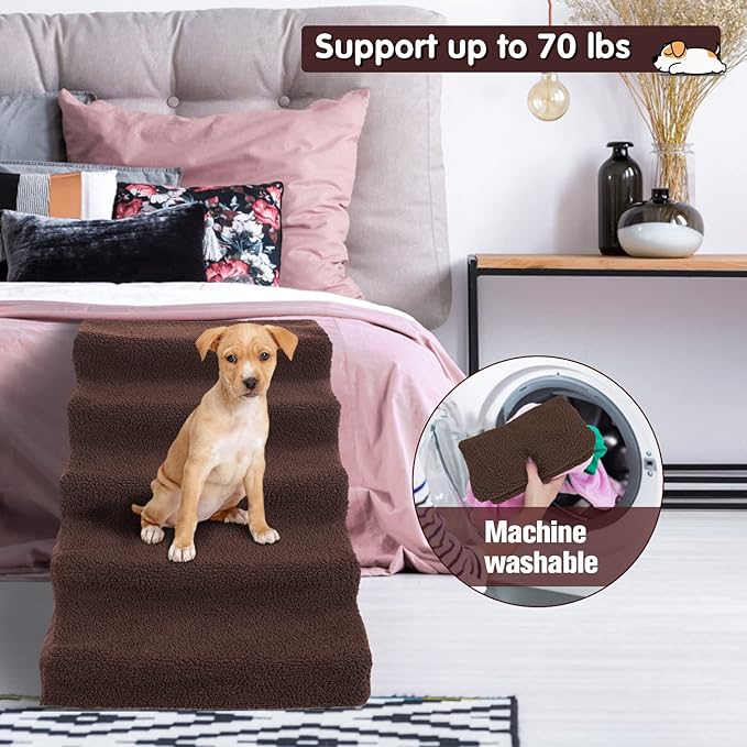 Topmart Plastic Dog Stairs 5 Tiers, Pet Steps/Ladder for Couch/Bed, Non-Slip, Cat Dog Stairs for Old/Injured/Short-Legged Pets