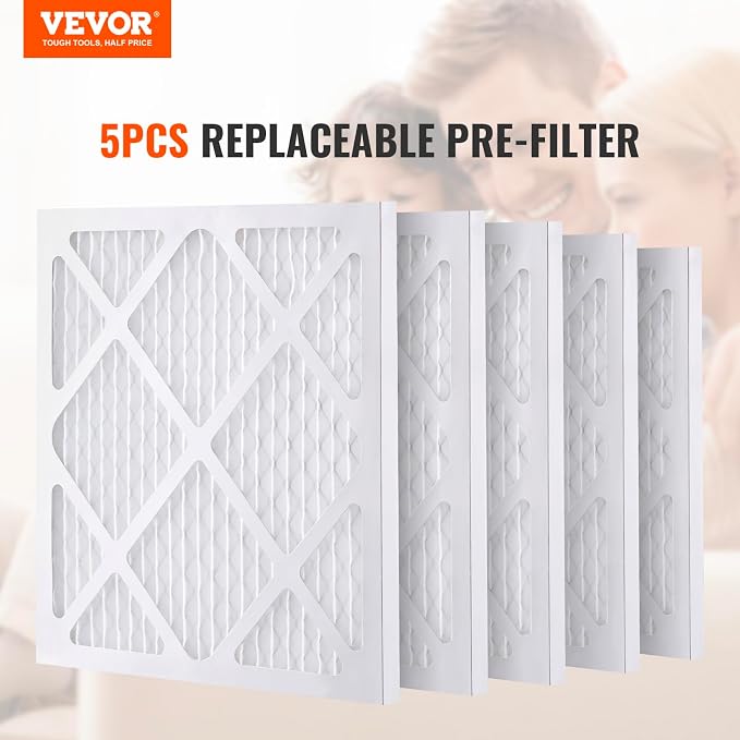 VEVOR Protective Pre Filters, 5 Pack, 15.75'' x 15.75'' Air Filter Replacement
