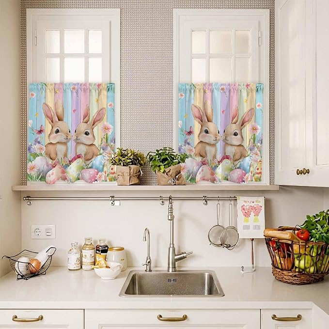 Easter Kitchen Curtains Set 3 Piece