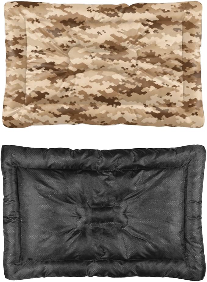 Desert Storm Brown Camo Dog Bed Furniture Pet Bed Mats Dog Cage Pad for Crate Small Washable Non-Slip Crate Senior Floor Mat Little Indoor Outdoor 24X18 Inch