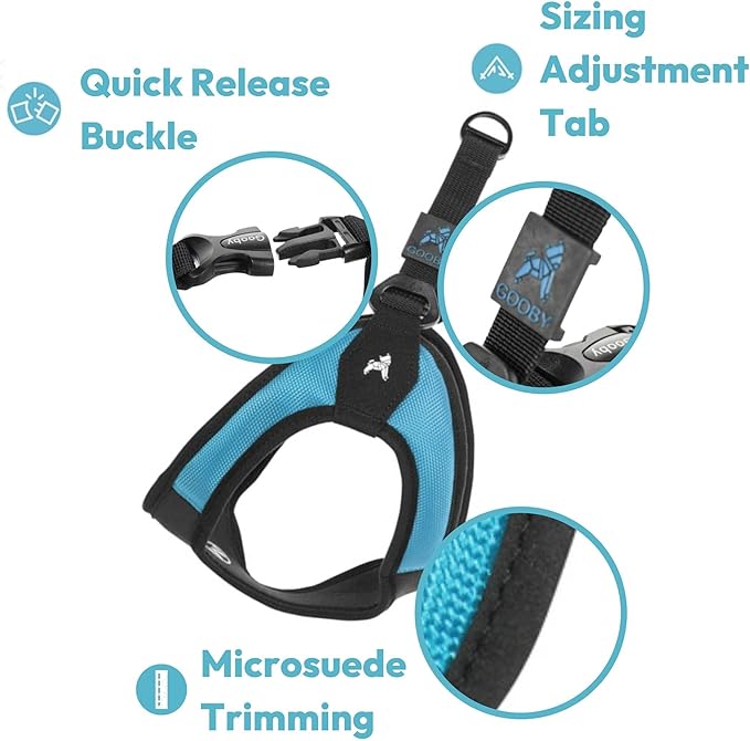 Gooby Escape Free Easy Fit Harness - Black, Large - No Pull Step-in Patented Small Dog Harness with Quick Release Buckle - Perfect On the Go No Pull Harness for Small Dogs or Medium Dog Harness