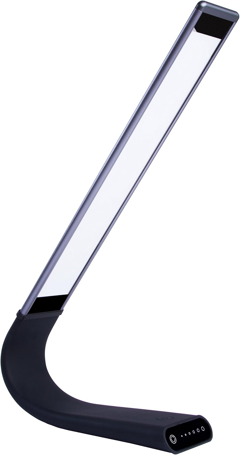 Luxe Cordless Eye Friendly LED Desk Lamp, USB Rechargeable, Up to 40 Hours of Continuous Light, Touch Control, 6 Brightness Levels, 3 Light Modes, 360 Adjustable Modern Design, Portable (Space Gray)