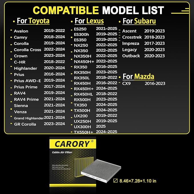 Cabin Air Filter w/Activated Carbon
