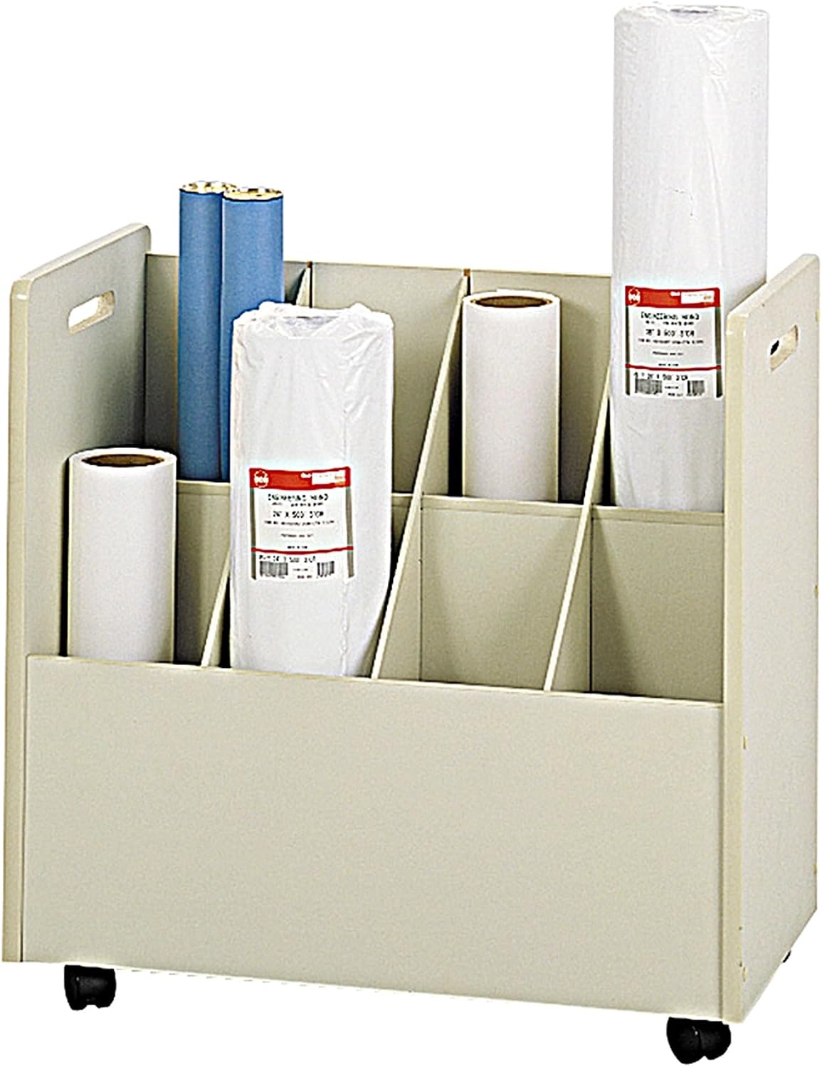 Safco 3045 Mobile Roll File, 8 Compartment, Putty