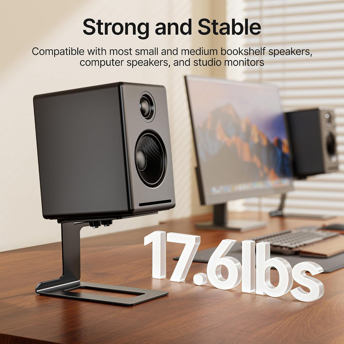PEGZONE Desktop Speaker Stands, Adjustable Depth 5.5″–7.5″, 1 Pair
