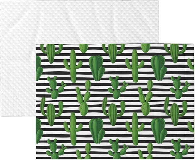 Pet Blanket for Travel and Home, Cactus and Stripes, Reversible Plush Dot Design with Soft Grip Texture on One Side Perfect for Car Seats Moving Vehicles