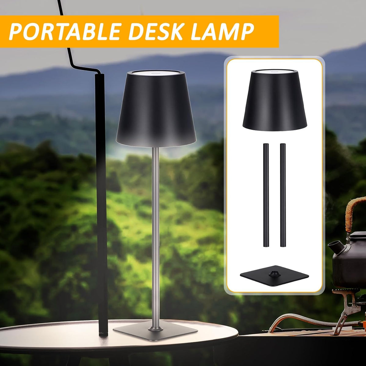 Retisee 12 Pack Cordless Table Lamp Portable Rechargeable Lamps, Black