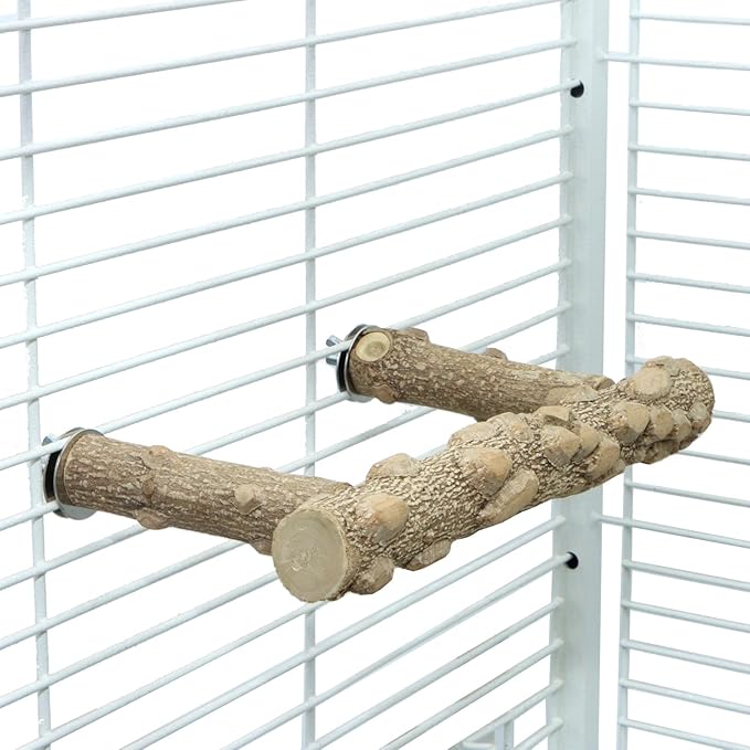 Bird Perch Stand, Bird Cage Top Perch Gym,Natural Wood Parrot Branch for Small Medium Large Parrot (S)