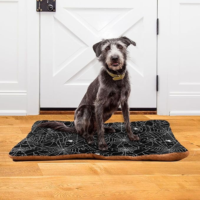 Halloween Spider Web Pet Bed Cute Dog Bed Mat Absorbing Non Slip Pad Pet Sleeping Mat for Small, Medium, and Large Dogs Puppy Cat 24 in x 18 in