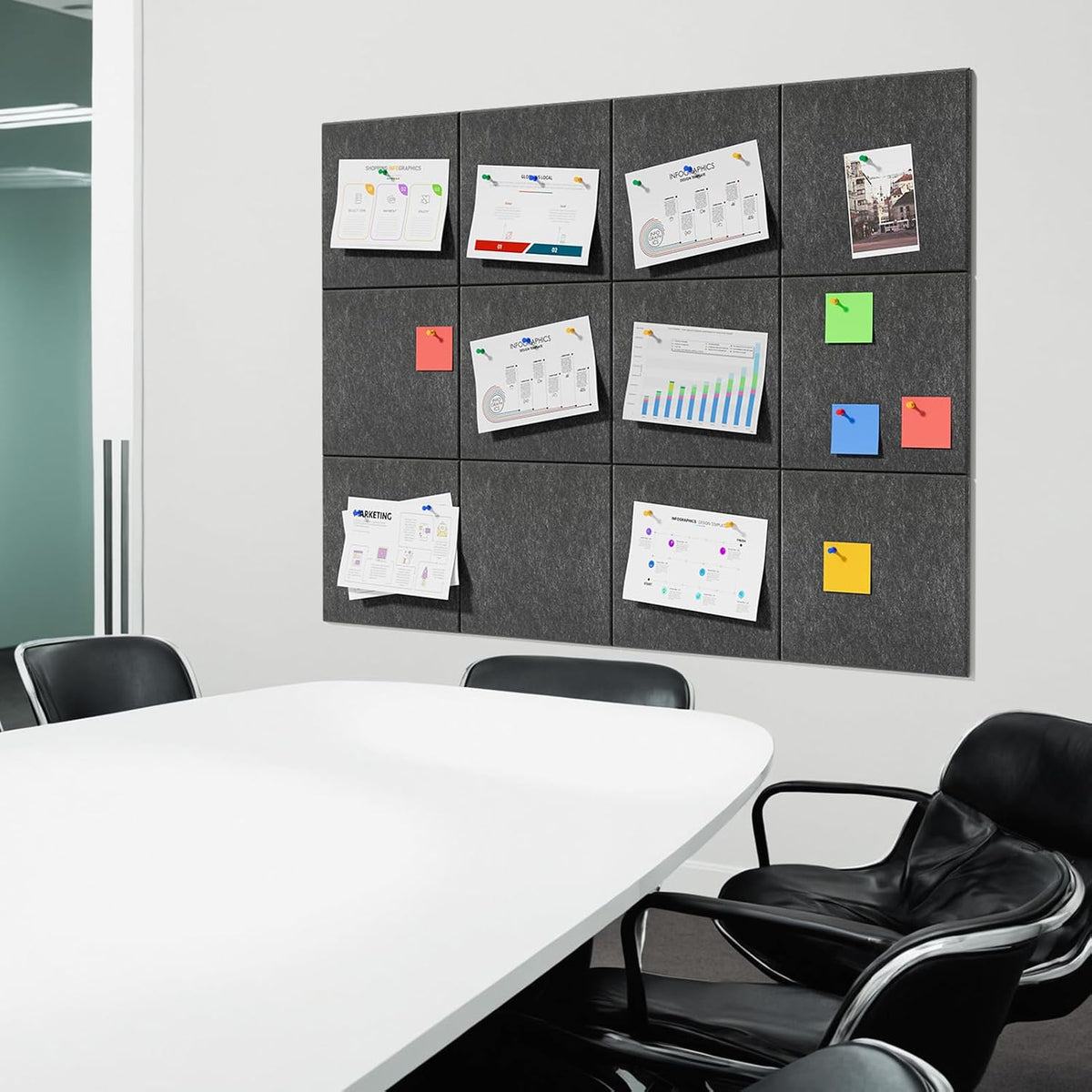 MaxGear Felt Bulletin Board 48" x 36", Dark Gray Felt Wall Tiles Wall Decor