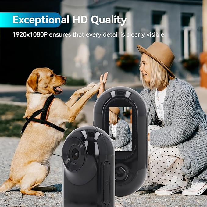 1080P Dog Collar Camera, Lightweight Pet Collar Cam with 0.96 inch LCD Display, 90° Wide Angle, Mini Pet Camera Cats (Black)