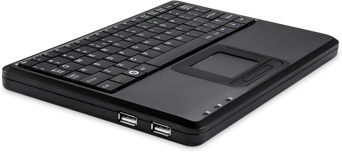 Perixx PERIBOARD-510H Plus, Wired Super Mini USB Touchpad Keyboard, X Type Scissor Keys with 2 Built-in Hubs, Black, US English Layout (11005)