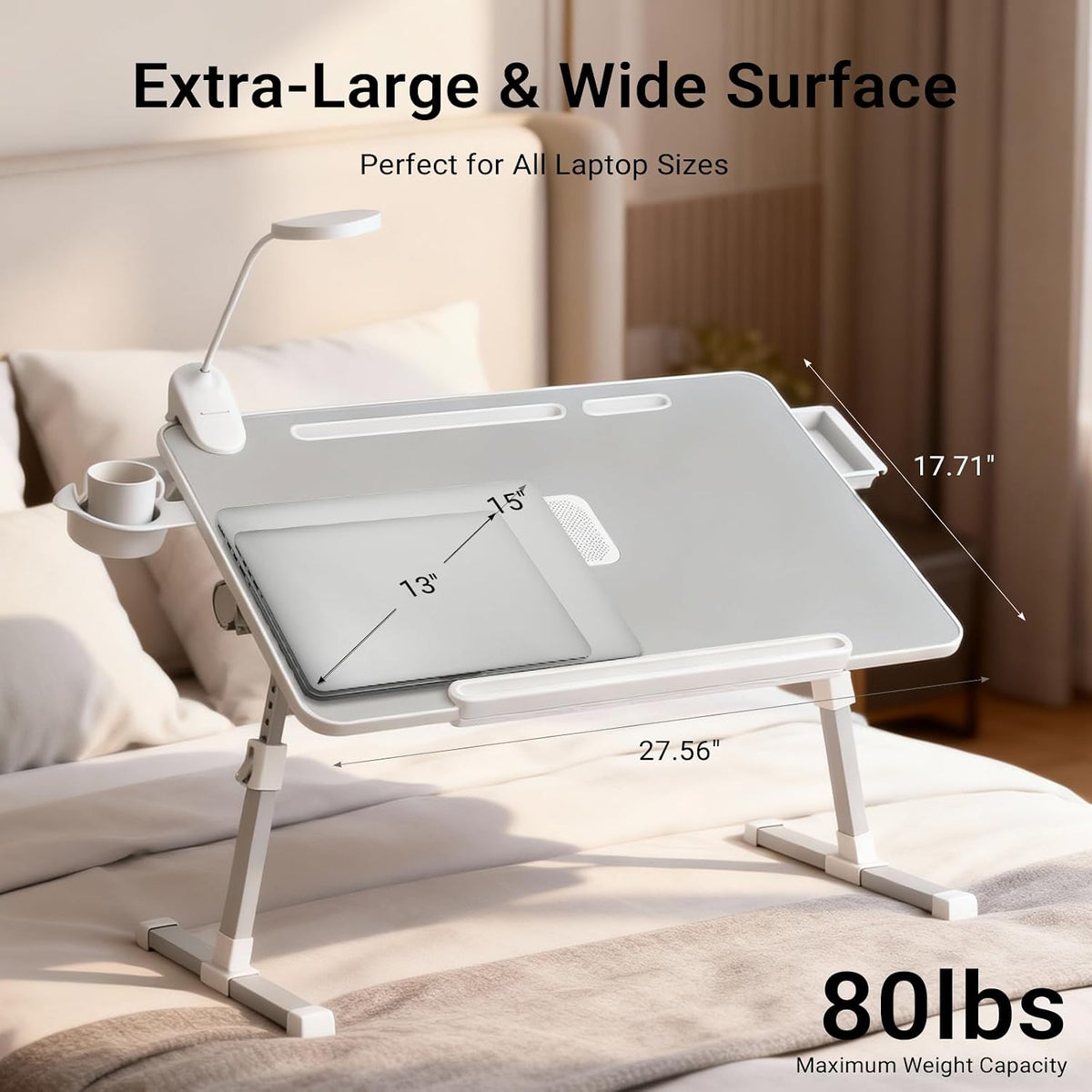 iXTRA Adjustable Laptop Lap Desk with Cooling Fan USB Light for Adults