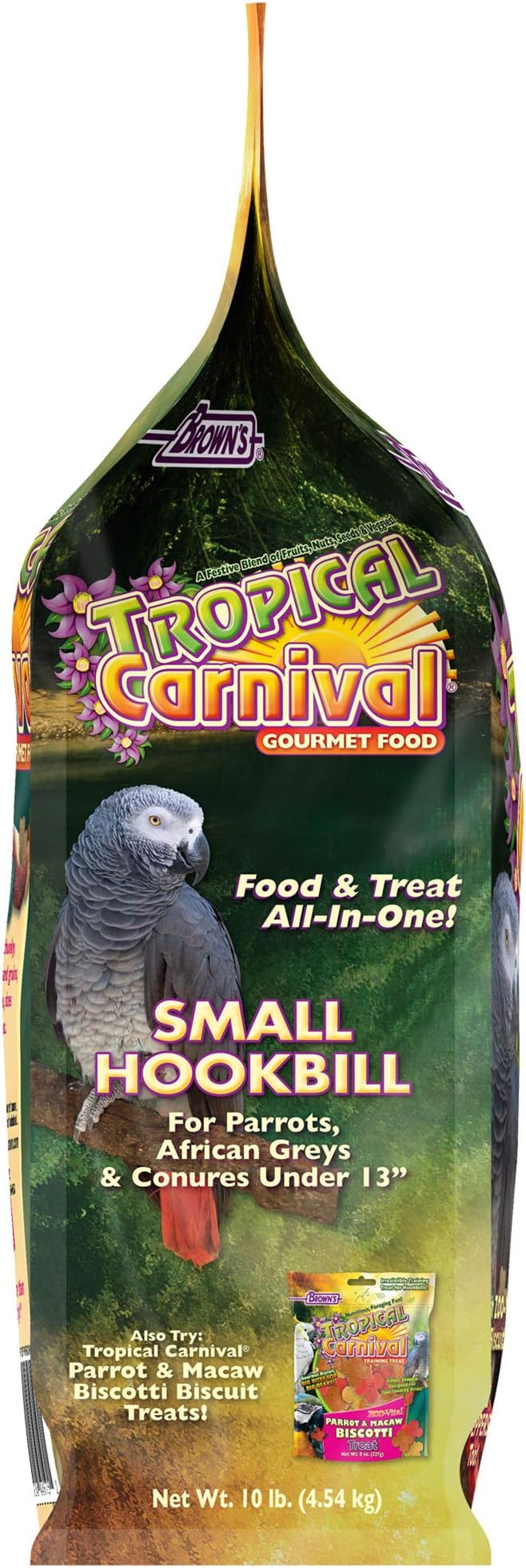 Tropical Carnival Small Hookbill Food – Gourmet Blend with Fruits, Nuts & Seeds, 10 Pounds, Omega 3 & Natural Preservatives, Supports Digestion