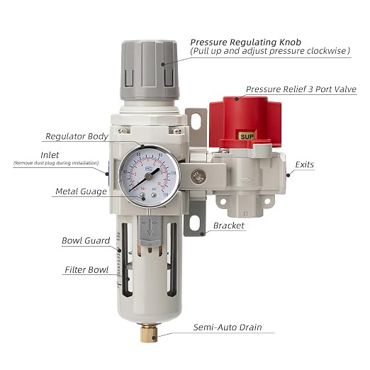 Industrial Air Compressor Filter Regulator Combo 3/8" NPT 0-150 PSI Gauge