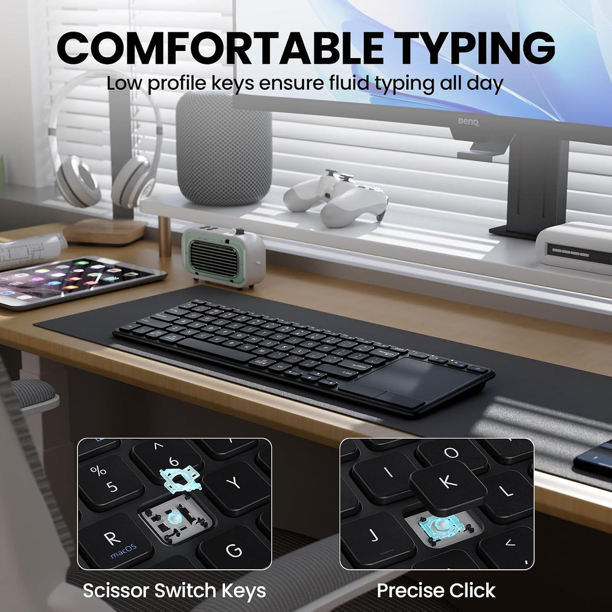 Rechargeable Wireless Keyboard with Touchpad-QWERTY
