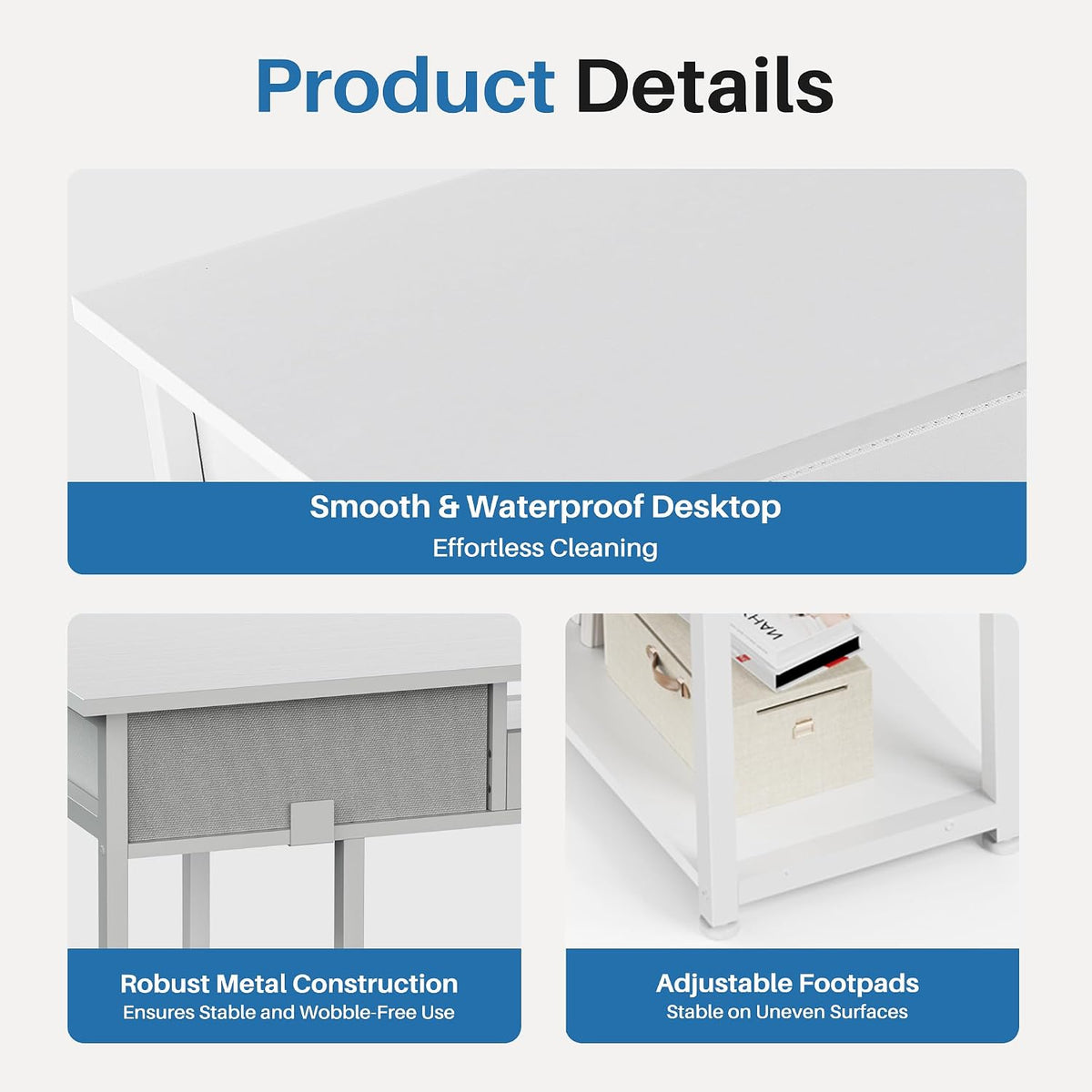 OLIXIS 48 Inch Computer Desk with Drawers for Home Study Writing Table