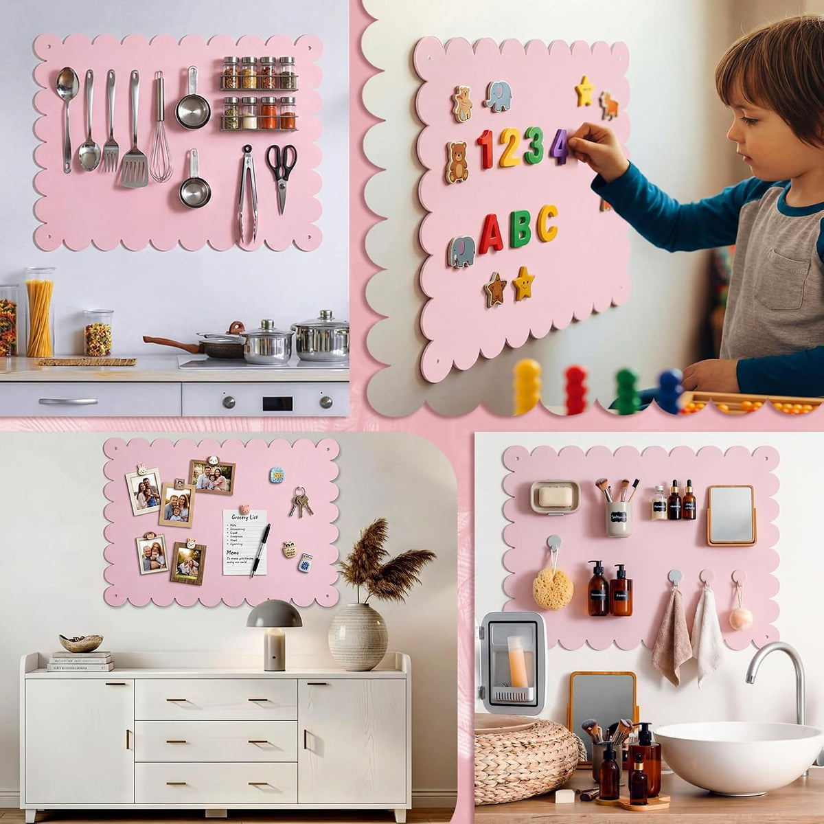 3 Pack Magnetic Board for Wall 16.1 x 13 Magnet Bulletin Board, Pink