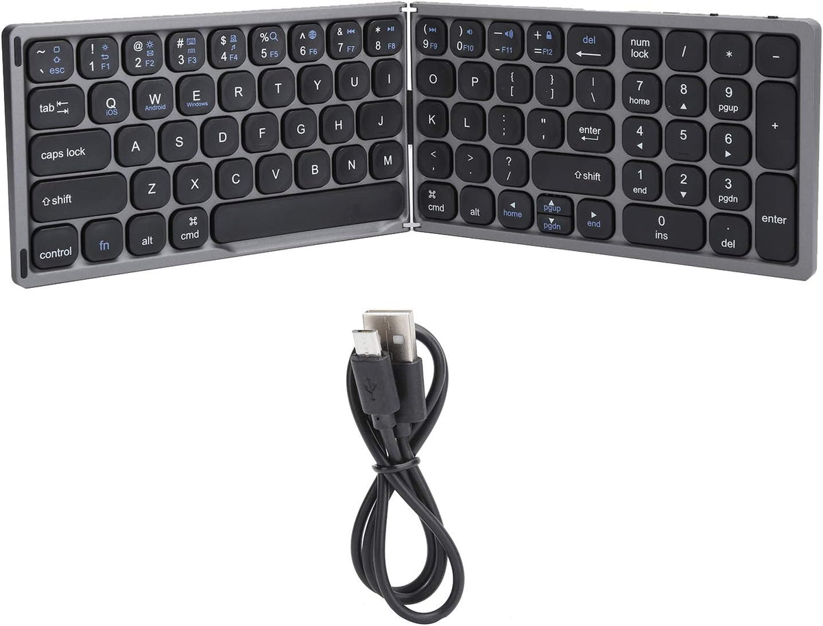 Hilitand Folding Bluetooth Keyboard, Ultra?Thin Foldable Keypad Full?Size Typewriter for iOS for Android for Laptop Tablet Smartphone()