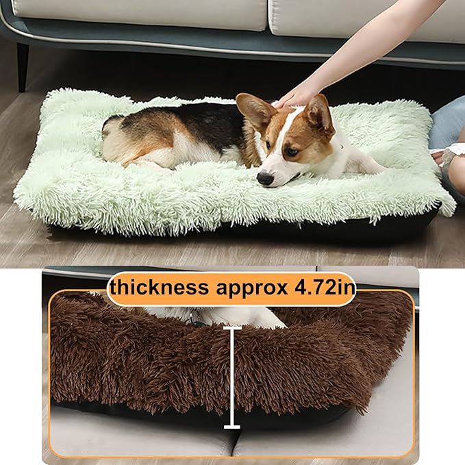 Dog Crate Mat, Dog Bed for Large Dogs, Comfy Fluffy Kennel Pad Anti-Slip for Dog beds & Furniture, Quilted Dog Bed for Pets for Medium/Small Dogs Cats (Color : Green 1, Size : 16.9x11)