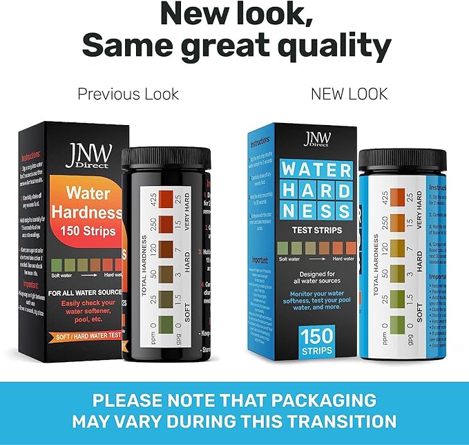 Water Hardness Test Kit - Quick and Accurate Water Hardness Test Strips - Hard Water Test Kit with eBook - Ultimate Test Kit for Water Hardness - 150 Water Softener Test Strips by JNW Direct