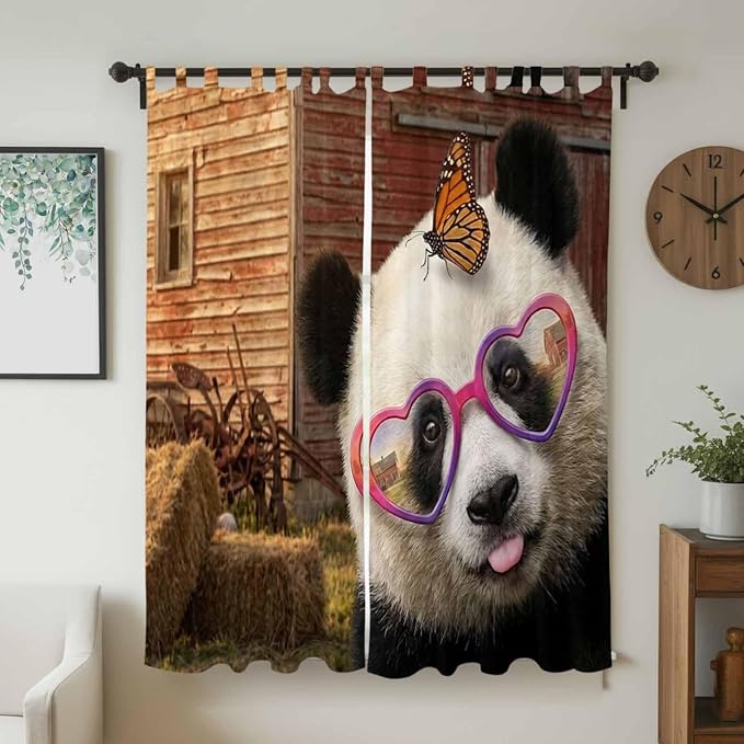 Farm Panda Living Room Curtains 96 Inch Length, Window Curtains Tab Top