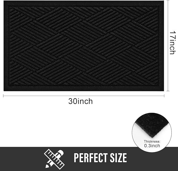 HIYARD Durable Front Door Mat, Absorbent Muddy Dirt Resist Welcome Door Mats