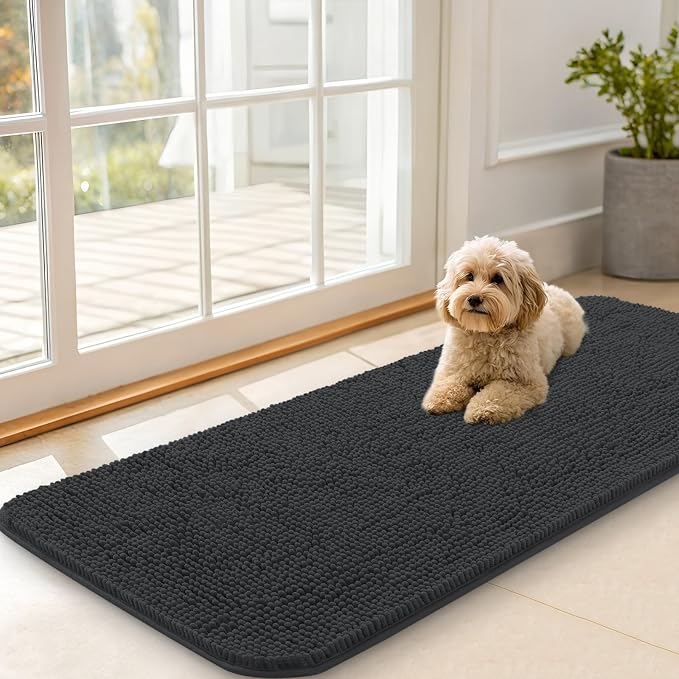OLANLY Dog Door Mat for Muddy Paws 47x20, Absorbs Moisture and Dirt, Absorbent