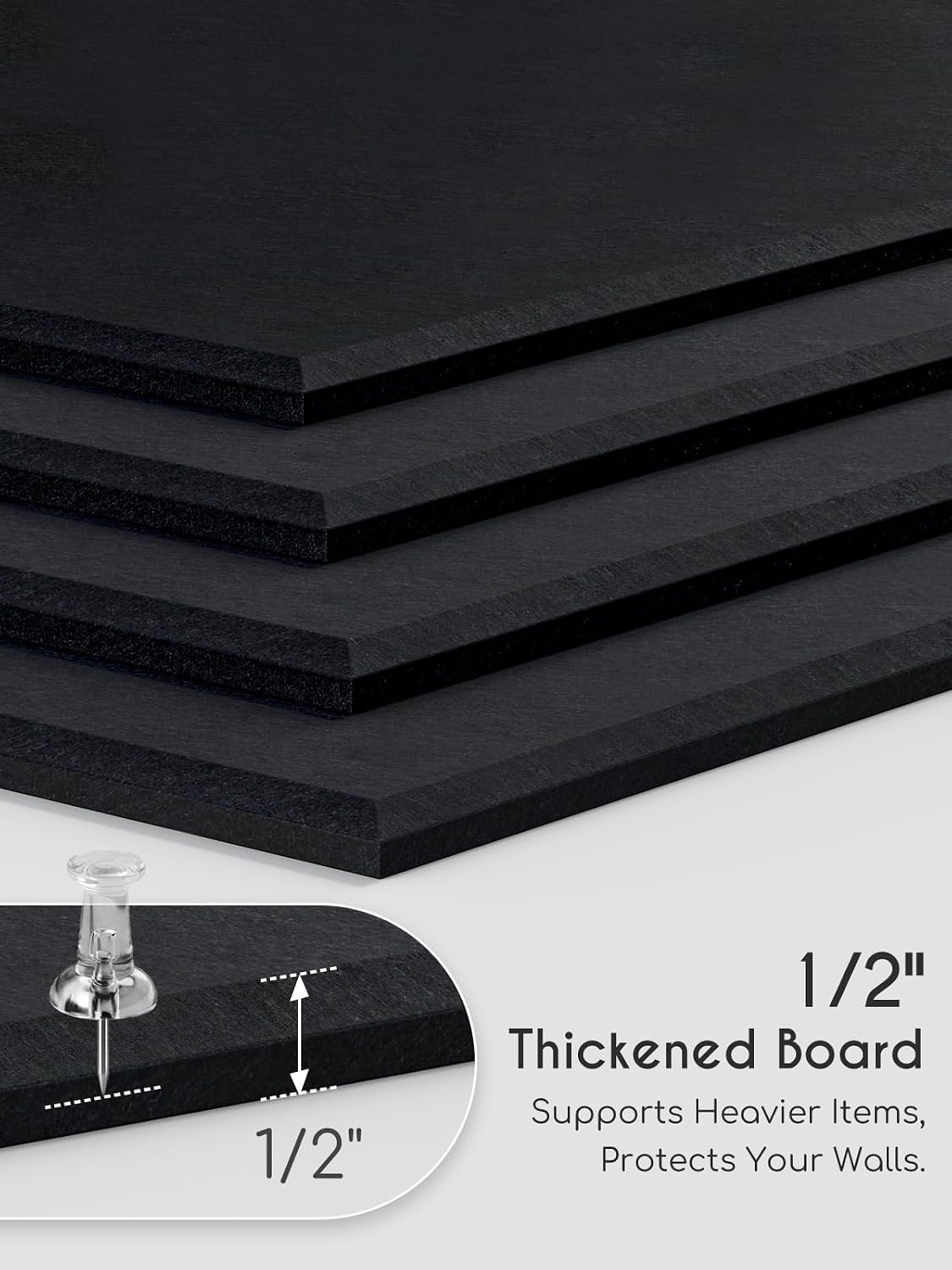 Thick Felt Pin Board Tiles 24 Pack, 11.8x11.8 Bulletin Board for Wall