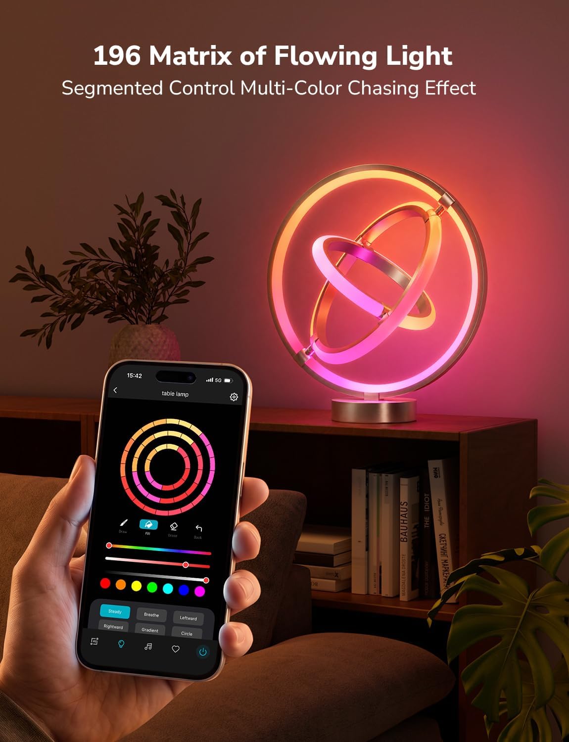 Lepro TB1 AI Smart Table Lamp, RGB+IC Addressable Color Changing Desk Lamp