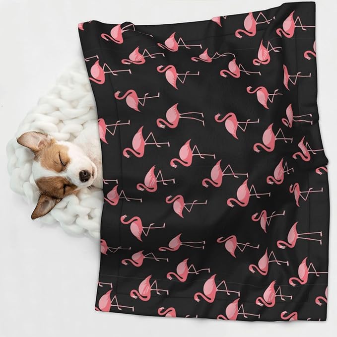 Double Sided Pet Mat for Dog Bed Topper Cat Blanket Furniture Protector, Pink Flamingo, Reversible Plush with Tactile Dot Pattern for Style Change