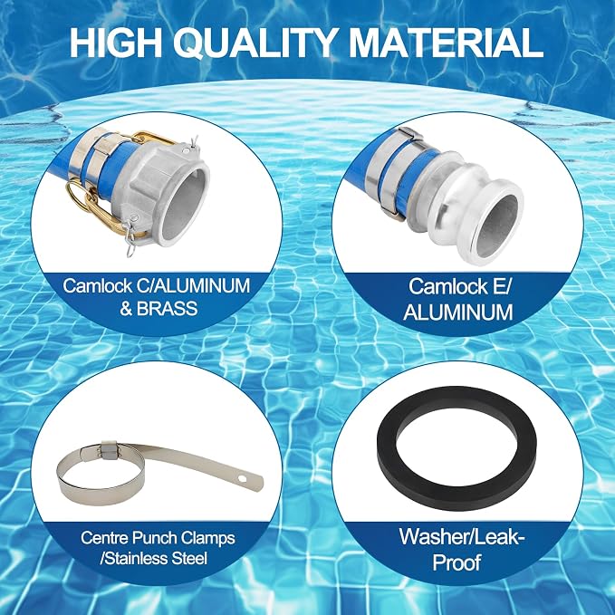2" x 50 ft Backwash Hose for Swimming Pools, Heavy Duty PVC Water Lay Flat