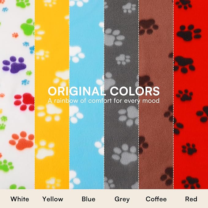 LINENLUX Cute Dog Blanket for Small Medium Dogs 6-Pack Soft Stretchy Fleece Blankets for Pet Cat Puppy Warm Wrinkle-Resistant Throw for Couch Bed Outdoor Mix 40x31 inch (Pack of 6)