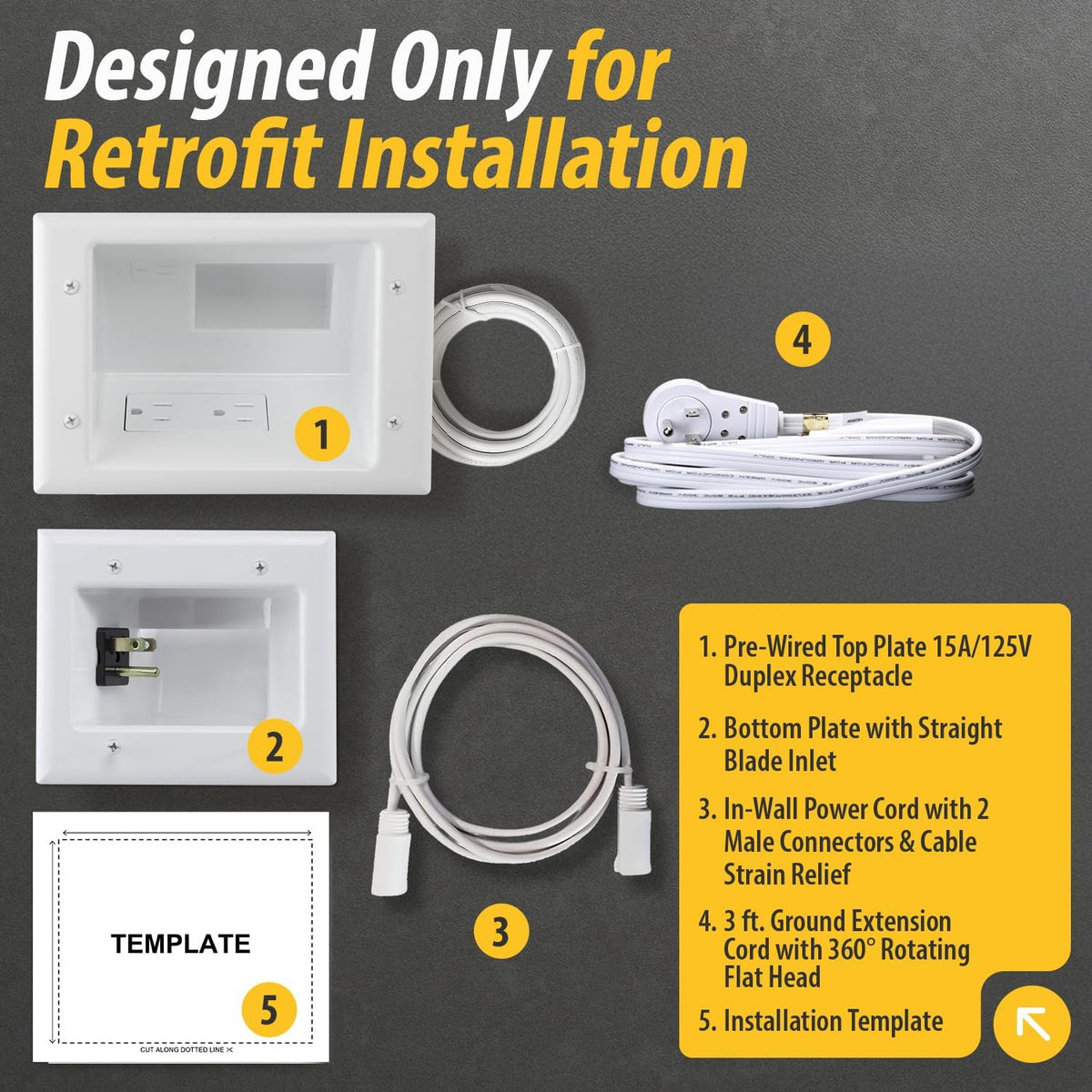 DataComm Electronics Recessed Pro-Power Kit, in-Wall Cable Management